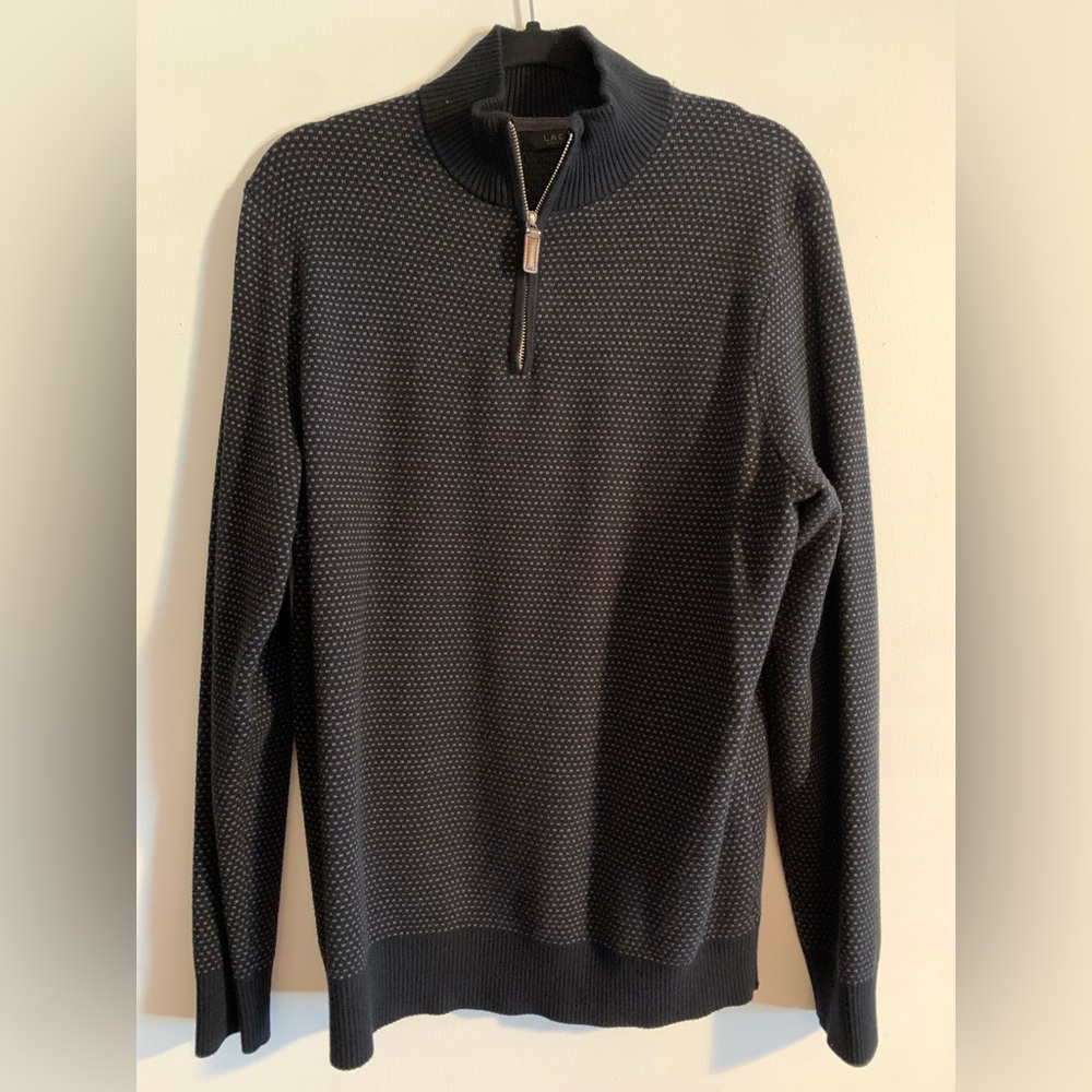 Men's Black Sweater with Half-Zip